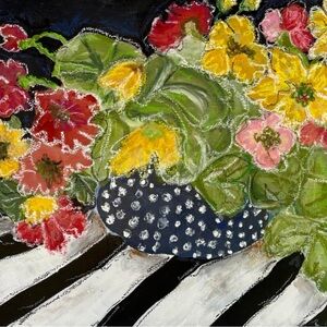 Original Artwork Painting Textured‎ Acrylic Canvas 24Wx 20H” Canadian Floral Art